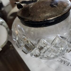Elegant Crystal and Metal Sugar Bowl